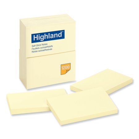 3M Note, Highland, 3"X5", Yellow, PK12 6559YW